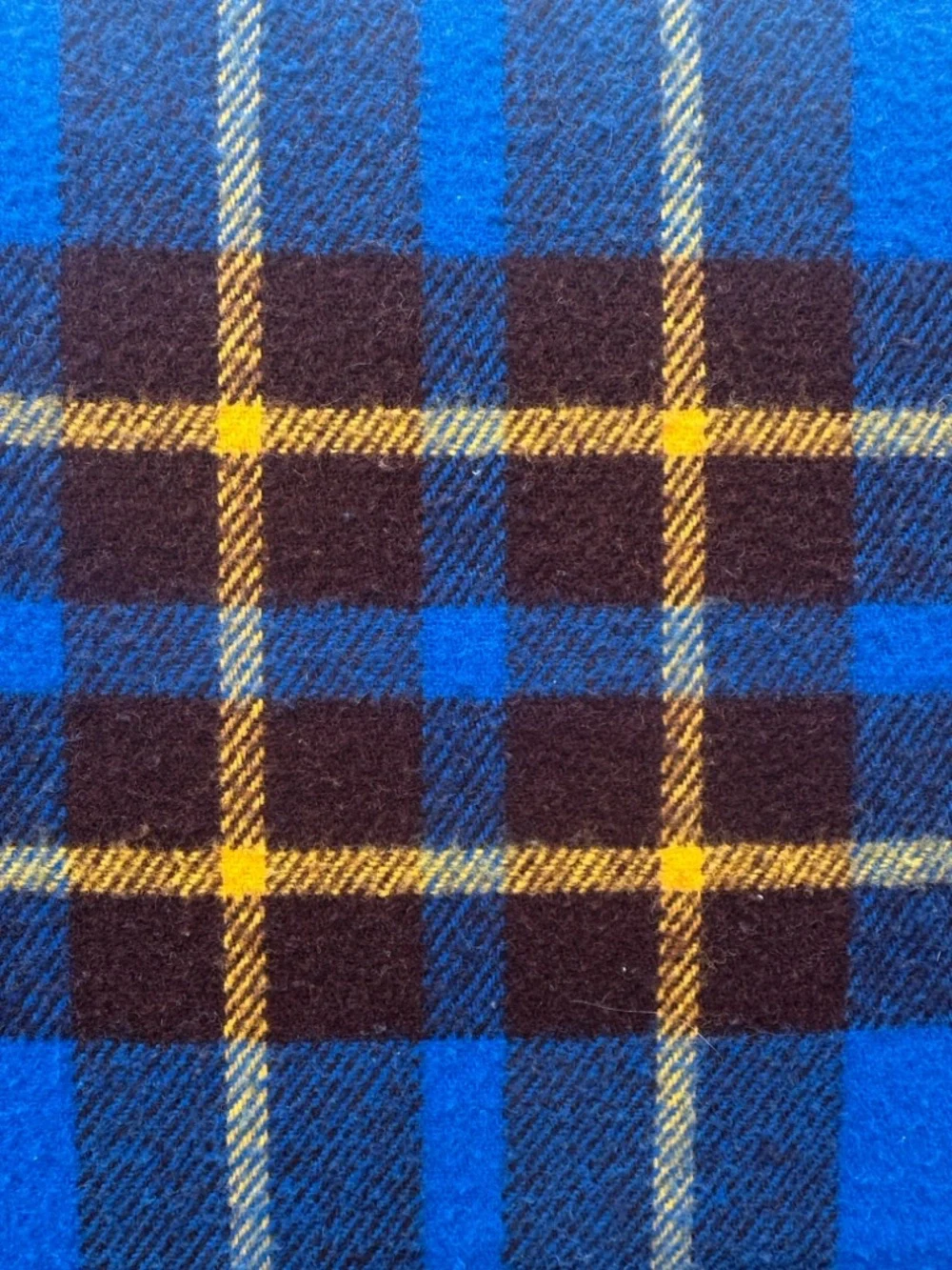 Vintage Faribo Blue Plaid Wool Camp Stadium Blanket Fringe Throw Cabin Lodge USA
